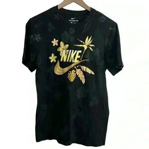 Nike Palm Paradise Tee Black/Metallic Gold | Size X-Small